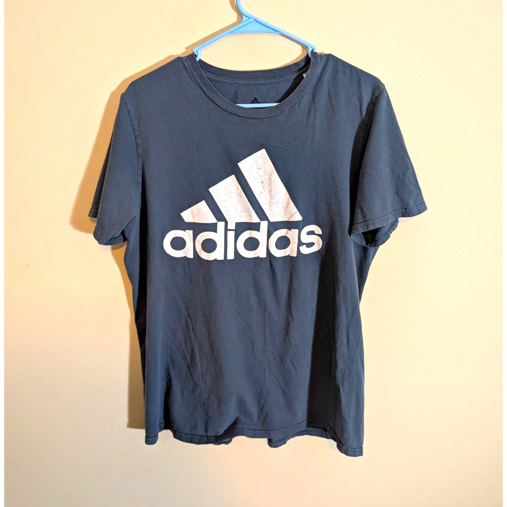 adidas Amplifier Tee Men's L Gray Short Sleeve Crew Neck Logo Graphic Cotton